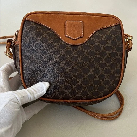 Celine Vintage Brown & Tan Monogram Crossbody Bag - Picture 1 of 12